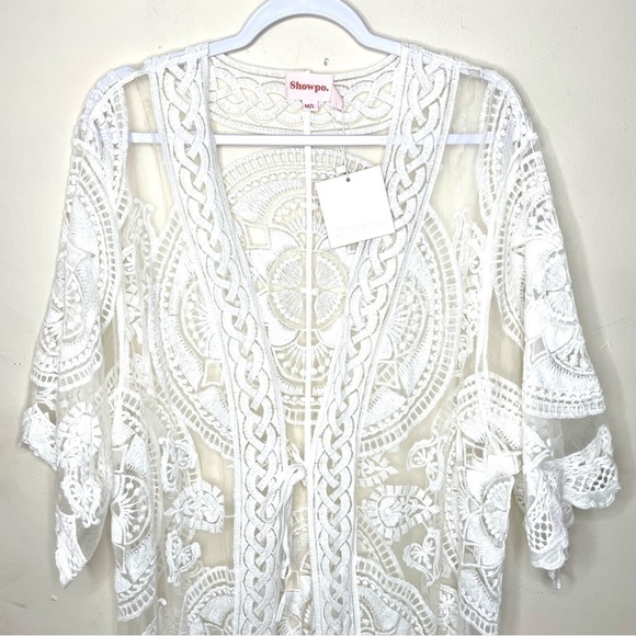 Showpo. Off The Grid Kimono In White Lace NWT M/L - Picture 9 of 15
